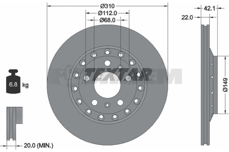 Lkw- und Busersatzteile - Bremssystem - Scheibenbremse und Trommelbremse - Bremsscheibe - TEX92152303