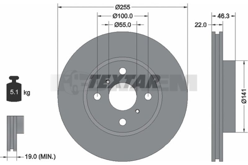 Lkw- und Busersatzteile - Bremssystem - Scheibenbremse und Trommelbremse - Bremsscheibe - TEX92156100