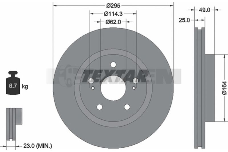 Lkw- und Busersatzteile - Bremssystem - Scheibenbremse und Trommelbremse - Bremsscheibe - TEX92156400