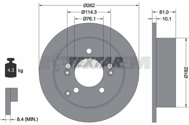 Lkw- und Busersatzteile - Bremssystem - Scheibenbremse und Trommelbremse - Bremsscheibe - TEX92156803