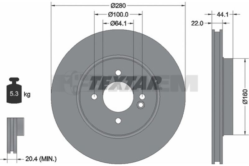 Lkw- und Busersatzteile - Bremssystem - Scheibenbremse und Trommelbremse - Bremsscheibe - TEX92157905