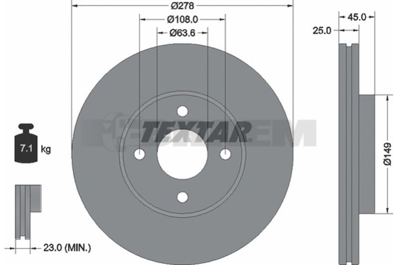 Lkw- und Busersatzteile - Bremssystem - Scheibenbremse und Trommelbremse - Bremsscheibe - TEX92159003