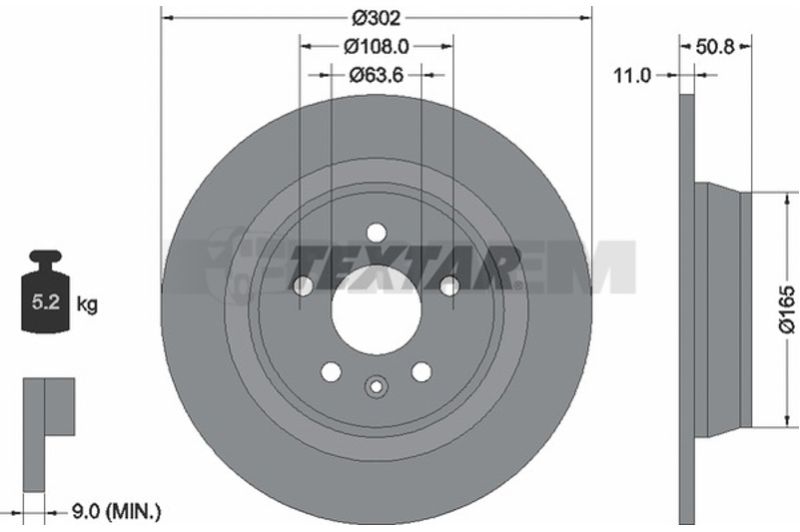 Lkw- und Busersatzteile - Bremssystem - Scheibenbremse und Trommelbremse - Bremsscheibe - TEX92159303