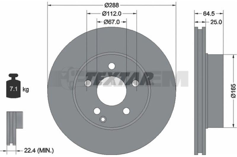 Lkw- und Busersatzteile - Bremssystem - Scheibenbremse und Trommelbremse - Bremsscheibe - TEX92159603