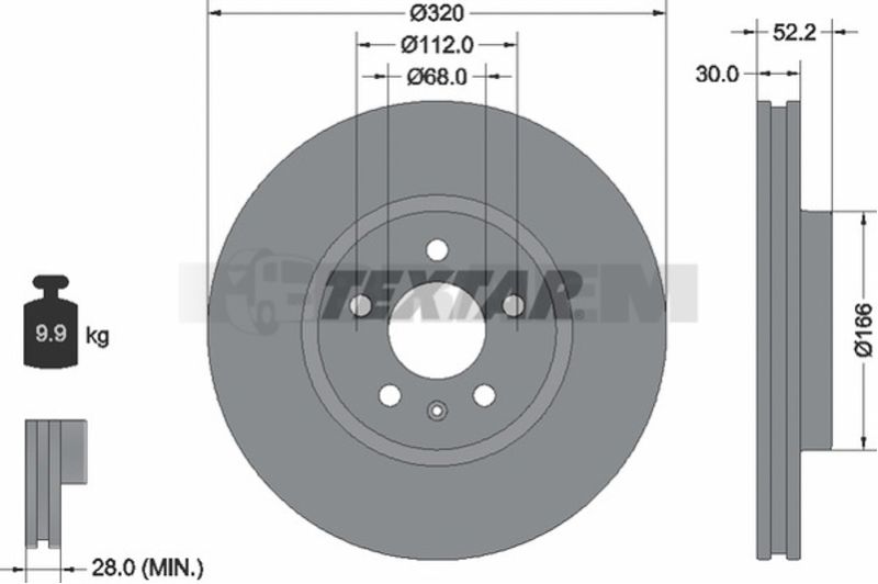Lkw- und Busersatzteile - Bremssystem - Scheibenbremse und Trommelbremse - Bremsscheibe - TEX92160005