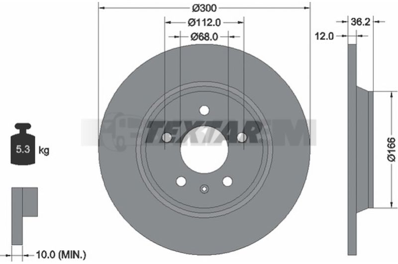 Lkw- und Busersatzteile - Bremssystem - Scheibenbremse und Trommelbremse - Bremsscheibe - TEX92160103