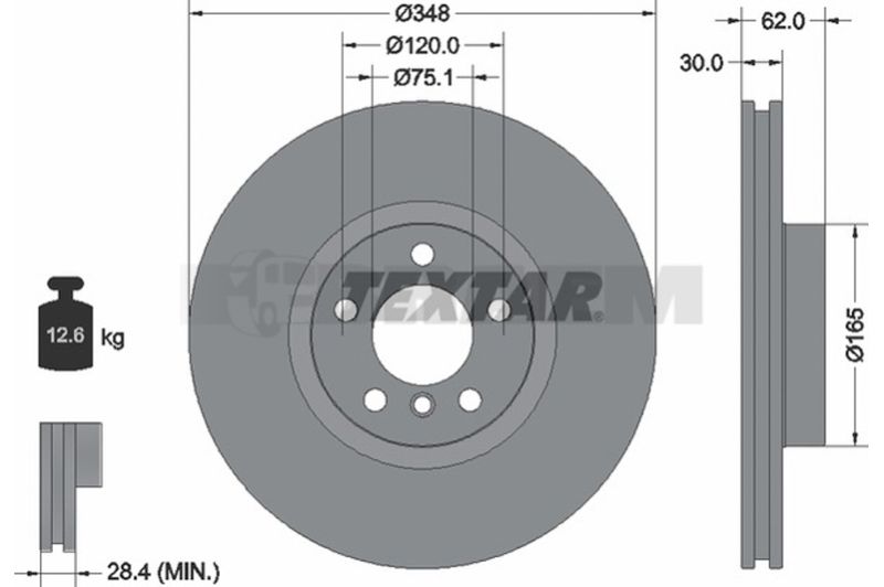 Lkw- und Busersatzteile - Bremssystem - Scheibenbremse und Trommelbremse - Bremsscheibe - TEX92160905
