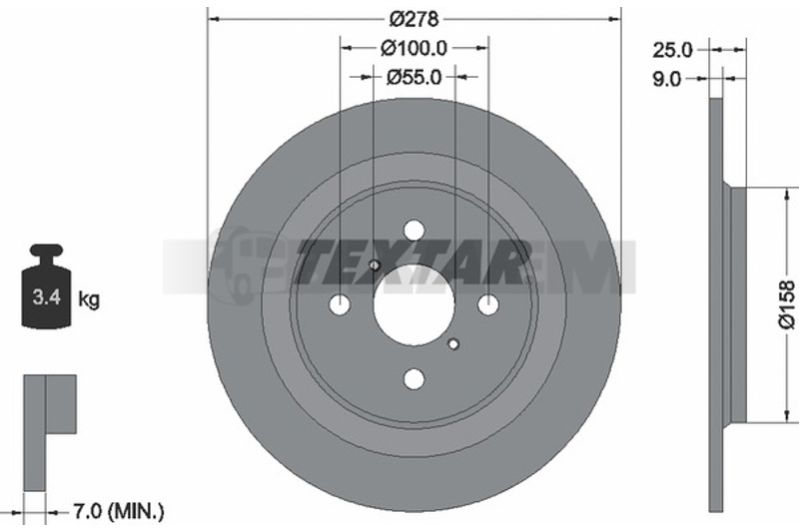 Lkw- und Busersatzteile - Bremssystem - Scheibenbremse und Trommelbremse - Bremsscheibe - TEX92161800