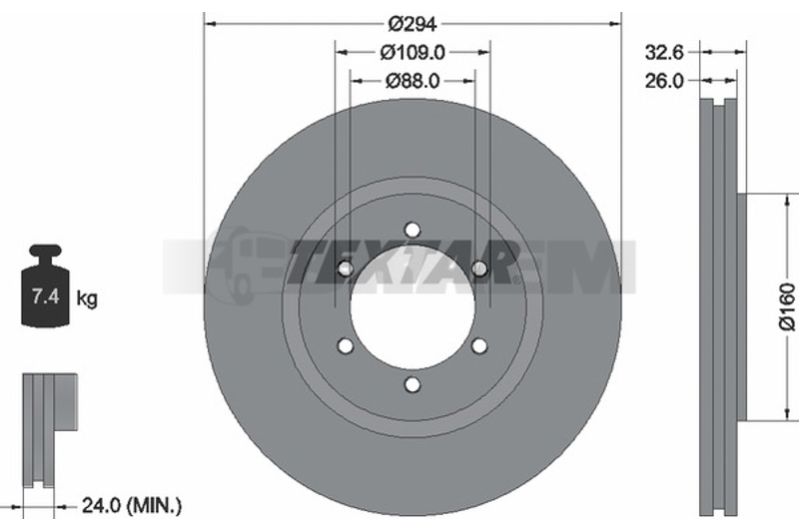 Lkw- und Busersatzteile - Bremssystem - Scheibenbremse und Trommelbremse - Bremsscheibe - TEX92162600