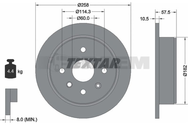 Lkw- und Busersatzteile - Bremssystem - Scheibenbremse und Trommelbremse - Bremsscheibe - TEX92162900