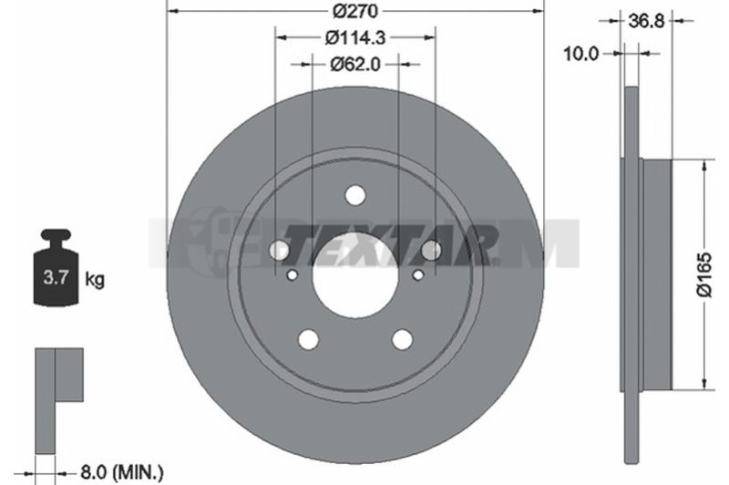 Lkw- und Busersatzteile - Bremssystem - Scheibenbremse und Trommelbremse - Bremsscheibe - TEX92164003