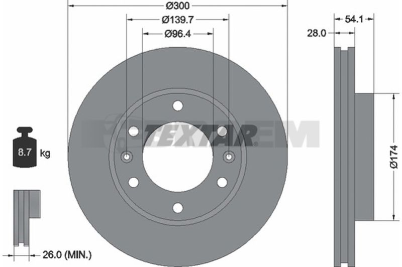Lkw- und Busersatzteile - Bremssystem - Scheibenbremse und Trommelbremse - Bremsscheibe - TEX92164500