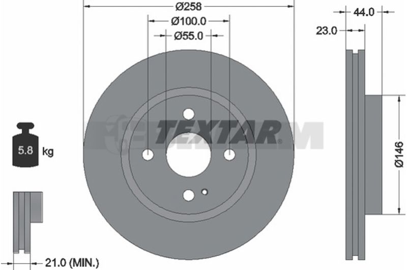 Lkw- und Busersatzteile - Bremssystem - Scheibenbremse und Trommelbremse - Bremsscheibe - TEX92166803