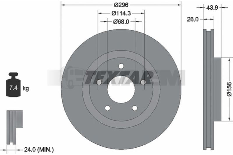 Lkw- und Busersatzteile - Bremssystem - Scheibenbremse und Trommelbremse - Bremsscheibe - TEX92167303