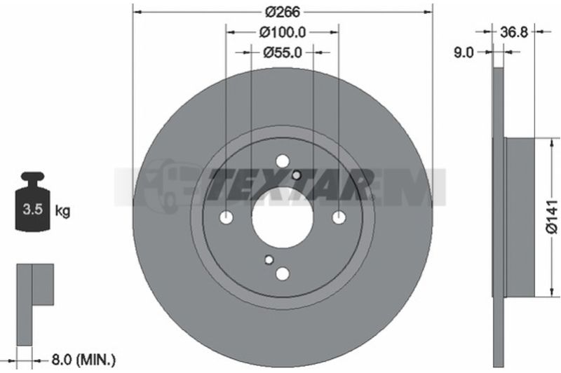 Lkw- und Busersatzteile - Bremssystem - Scheibenbremse und Trommelbremse - Bremsscheibe - TEX92169203