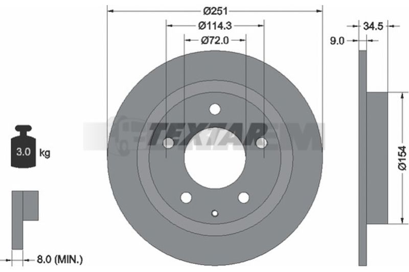 Lkw- und Busersatzteile - Bremssystem - Scheibenbremse und Trommelbremse - Bremsscheibe - TEX92169300