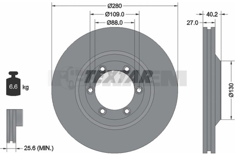Lkw- und Busersatzteile - Bremssystem - Scheibenbremse und Trommelbremse - Bremsscheibe - TEX92171503