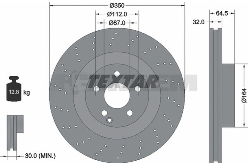 Lkw- und Busersatzteile - Bremssystem - Scheibenbremse und Trommelbremse - Bremsscheibe - TEX92176405
