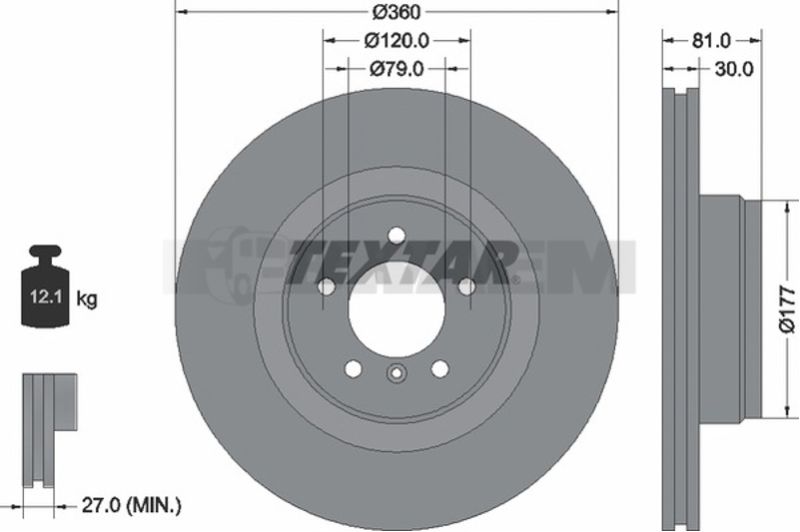Lkw- und Busersatzteile - Bremssystem - Scheibenbremse und Trommelbremse - Bremsscheibe - TEX92178403