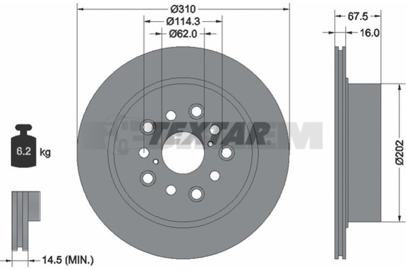 Lkw- und Busersatzteile - Bremssystem - Scheibenbremse und Trommelbremse - Bremsscheibe - TEX92185703