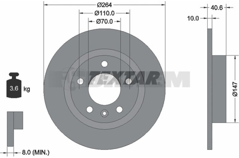 Lkw- und Busersatzteile - Bremssystem - Scheibenbremse und Trommelbremse - Bremsscheibe - TEX92186403