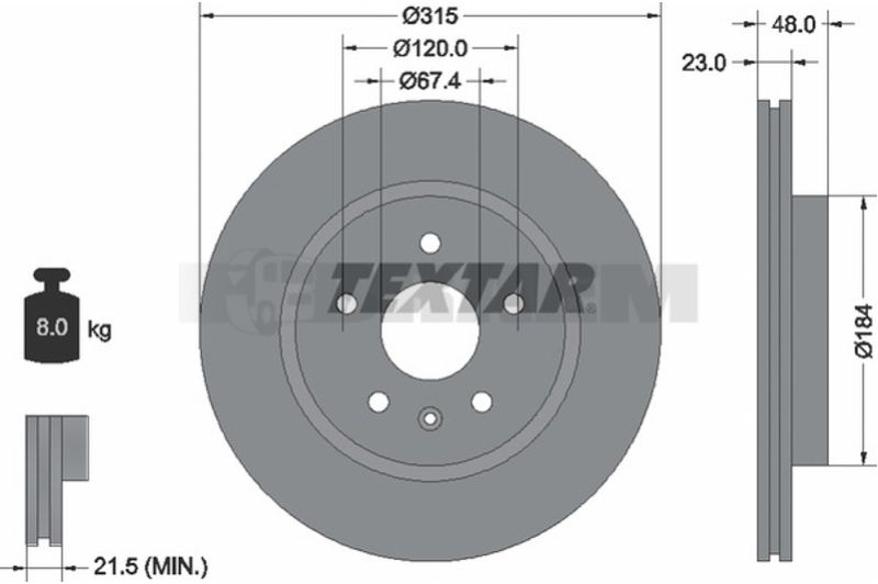 Lkw- und Busersatzteile - Bremssystem - Scheibenbremse und Trommelbremse - Bremsscheibe - TEX92187303