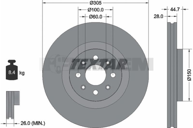 Lkw- und Busersatzteile - Bremssystem - Scheibenbremse und Trommelbremse - Bremsscheibe - TEX92202203