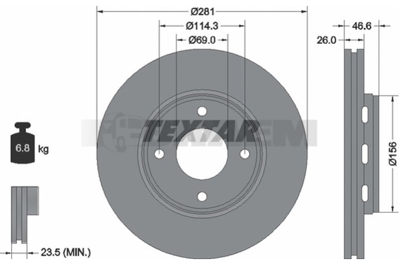 Lkw- und Busersatzteile - Bremssystem - Scheibenbremse und Trommelbremse - Bremsscheibe - TEX92203303
