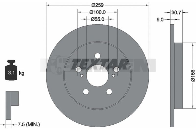 Lkw- und Busersatzteile - Bremssystem - Scheibenbremse und Trommelbremse - Bremsscheibe - TEX92224003