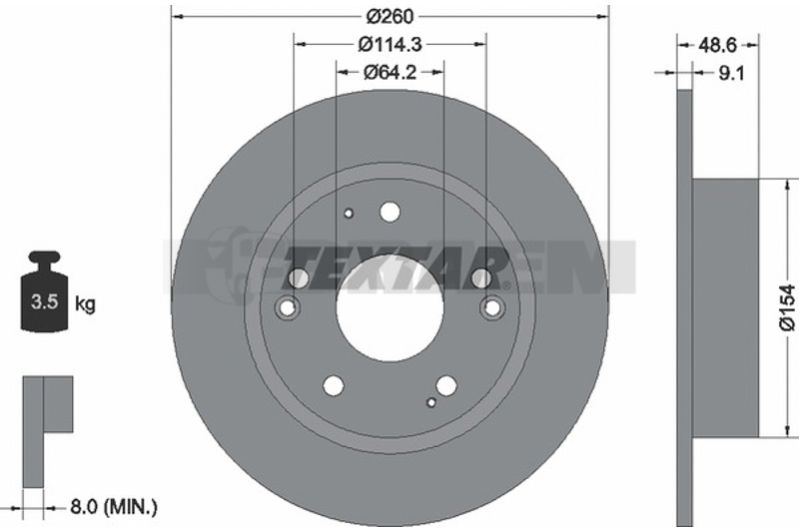 Lkw- und Busersatzteile - Bremssystem - Scheibenbremse und Trommelbremse - Bremsscheibe - TEX92227603