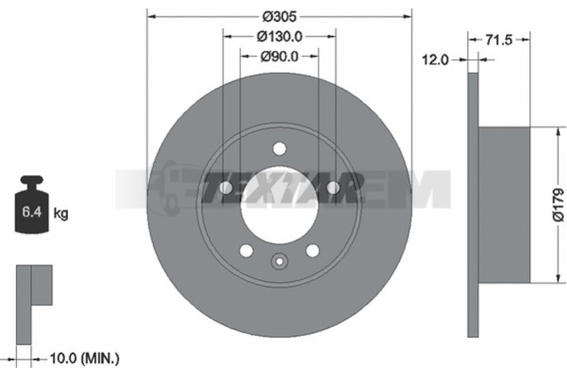 Lkw- und Busersatzteile - Bremssystem - Scheibenbremse und Trommelbremse - Bremsscheibe - TEX92228700
