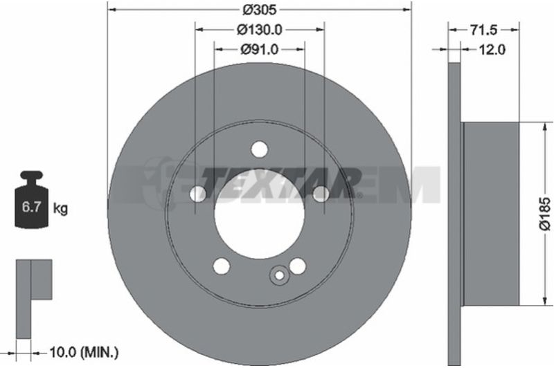 Lkw- und Busersatzteile - Bremssystem - Scheibenbremse und Trommelbremse - Bremsscheibe - TEX92228800