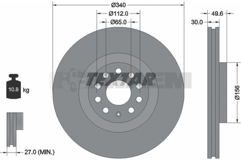Lkw- und Busersatzteile - Bremssystem - Scheibenbremse und Trommelbremse - Bremsscheibe - TEX92229205
