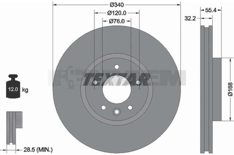 Lkw- und Busersatzteile - Bremssystem - Scheibenbremse und Trommelbremse - Bremsscheibe - TEX92230003