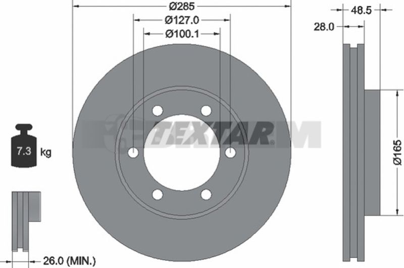 Lkw- und Busersatzteile - Bremssystem - Scheibenbremse und Trommelbremse - Bremsscheibe - TEX92238100