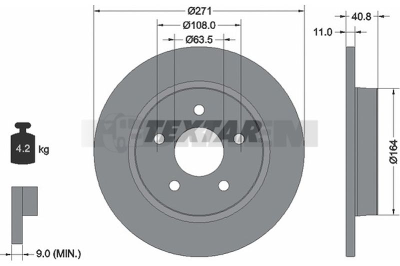 Lkw- und Busersatzteile - Bremssystem - Scheibenbremse und Trommelbremse - Bremsscheibe - TEX92239003