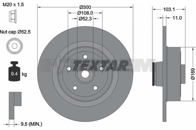 Lkw- und Busersatzteile - Bremssystem - Scheibenbremse und Trommelbremse - Bremsscheibe - TEX92239603