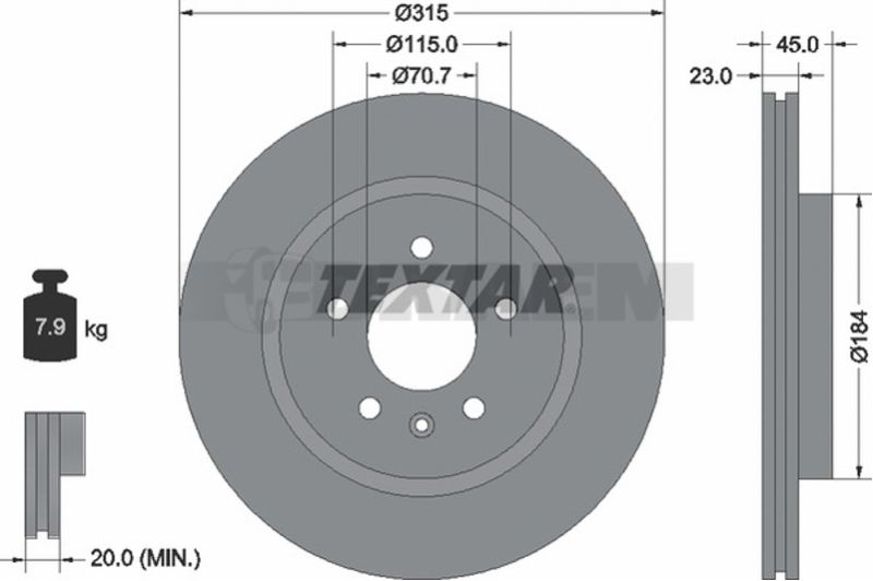 Lkw- und Busersatzteile - Bremssystem - Scheibenbremse und Trommelbremse - Bremsscheibe - TEX92239803