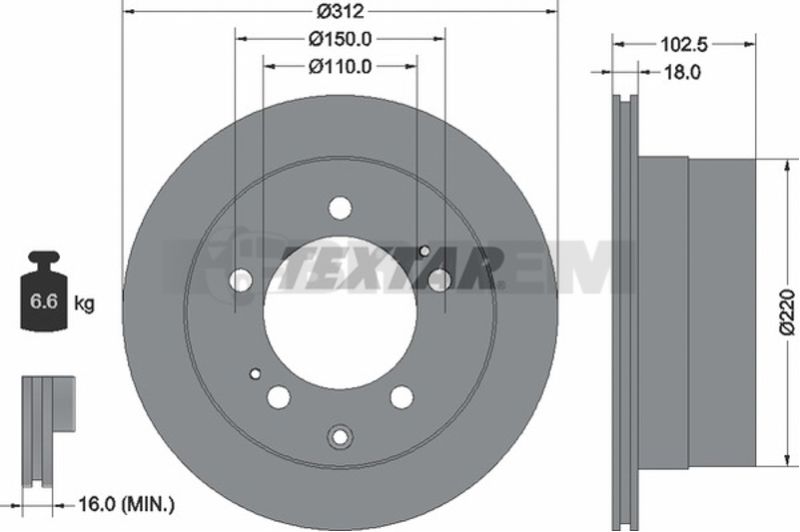 Truck and bus spare parts - Brake system - Brake discs and brake drums - Brake disc - TEX92249403