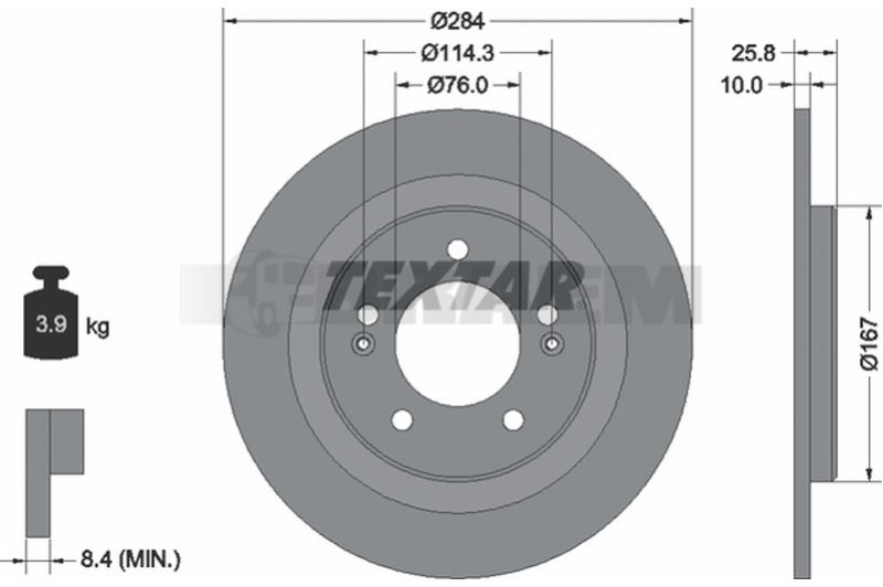 Lkw- und Busersatzteile - Bremssystem - Scheibenbremse und Trommelbremse - Bremsscheibe - TEX92252703