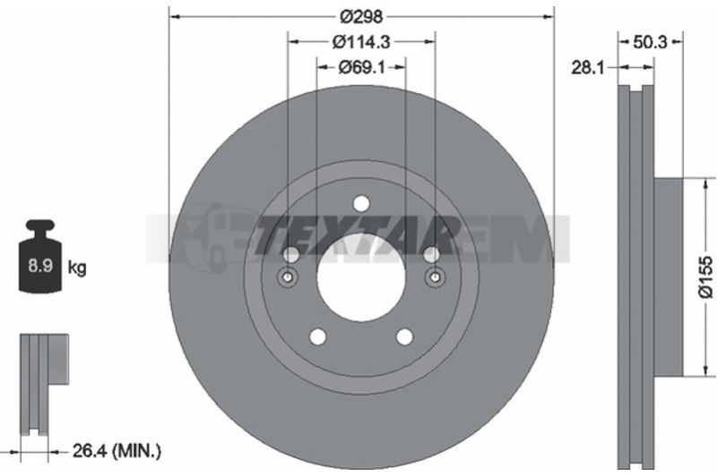 Lkw- und Busersatzteile - Bremssystem - Scheibenbremse und Trommelbremse - Bremsscheibe - TEX92253603