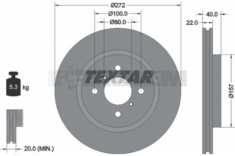 Lkw- und Busersatzteile - Bremssystem - Scheibenbremse und Trommelbremse - Bremsscheibe - TEX92255303
