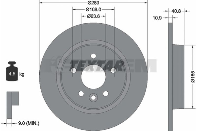 Lkw- und Busersatzteile - Bremssystem - Scheibenbremse und Trommelbremse - Bremsscheibe - TEX92255603