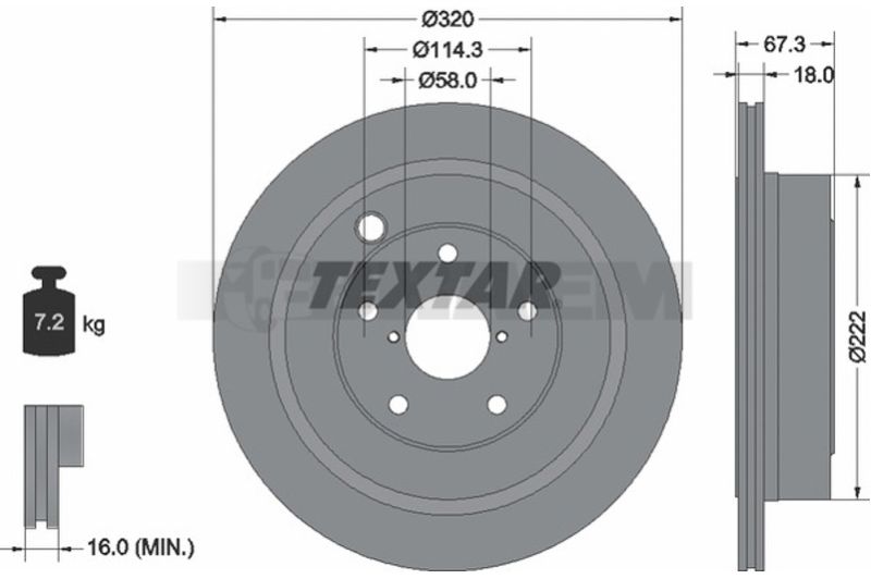 Lkw- und Busersatzteile - Bremssystem - Scheibenbremse und Trommelbremse - Bremsscheibe - TEX92255903