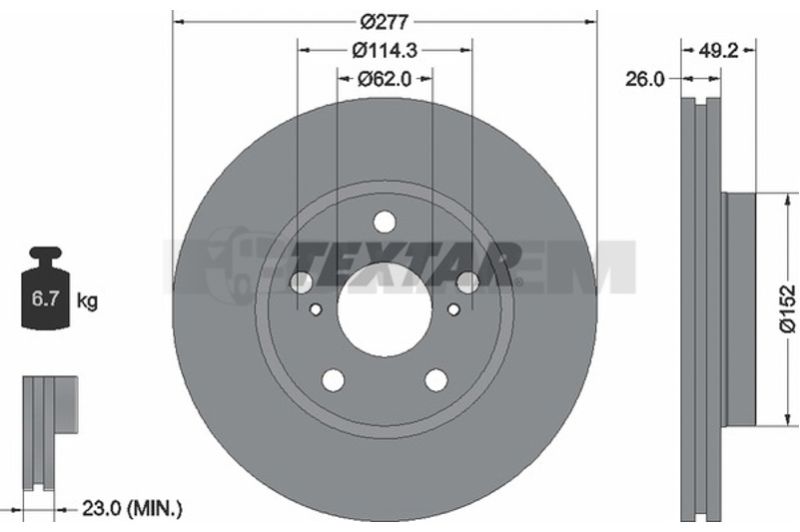 Lkw- und Busersatzteile - Bremssystem - Scheibenbremse und Trommelbremse - Bremsscheibe - TEX92257703