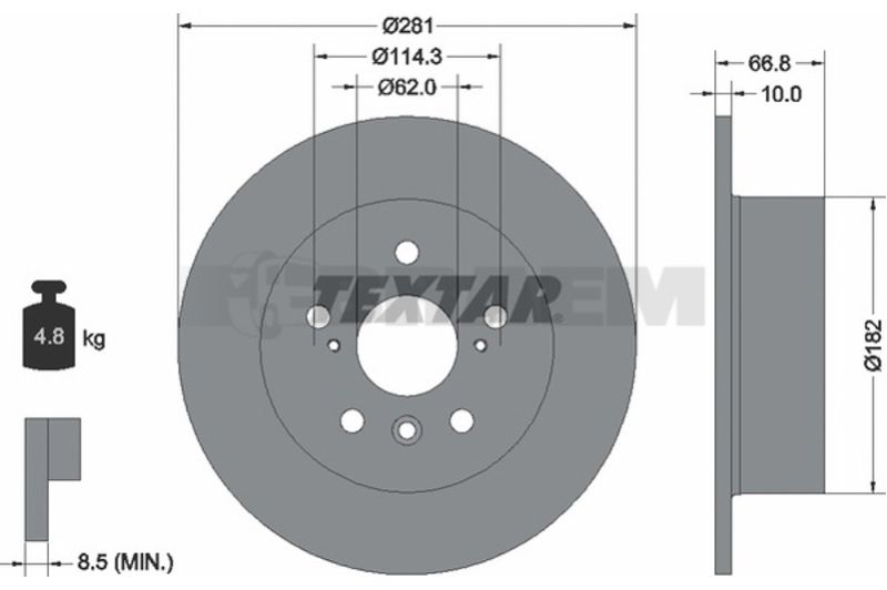 Lkw- und Busersatzteile - Bremssystem - Scheibenbremse und Trommelbremse - Bremsscheibe - TEX92257803