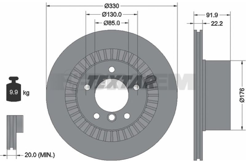 Lkw- und Busersatzteile - Bremssystem - Scheibenbremse und Trommelbremse - Bremsscheibe - TEX92261903