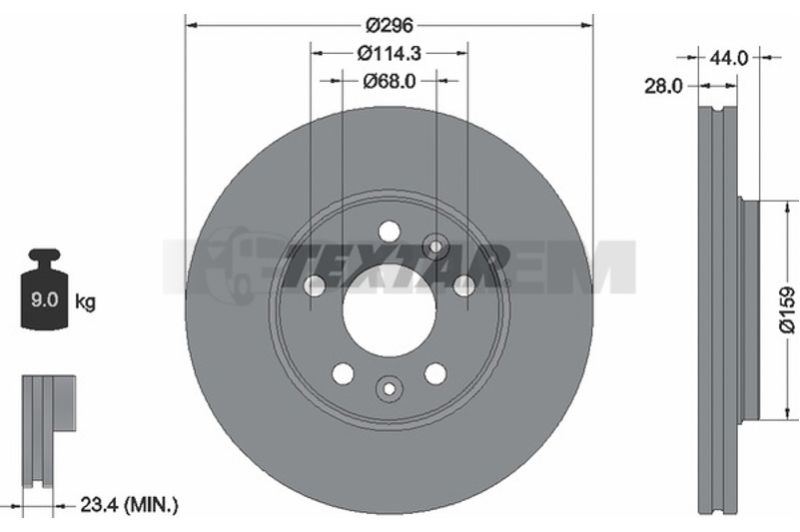 Lkw- und Busersatzteile - Bremssystem - Scheibenbremse und Trommelbremse - Bremsscheibe - TEX92268803