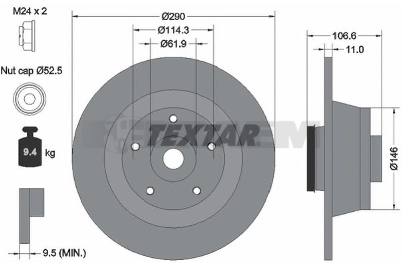 Lkw- und Busersatzteile - Bremssystem - Scheibenbremse und Trommelbremse - Bremsscheibe - TEX92269603