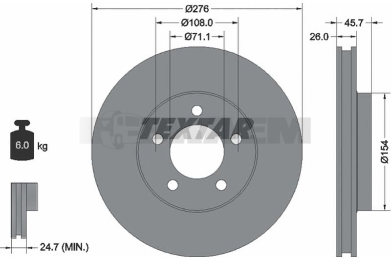 Lkw- und Busersatzteile - Bremssystem - Scheibenbremse und Trommelbremse - Bremsscheibe - TEX92270403